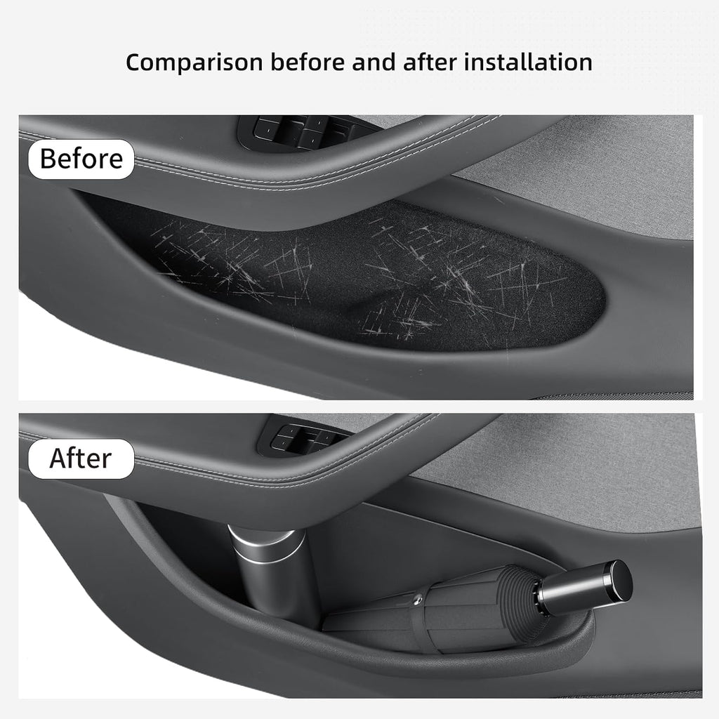 LUCKEASY 4PCS Door Side Storage Box Full Arounding for Tesla Model Y Juniper Standard/Premium/Performance 2025 2026 Front & Rear Door Pocket Inner Organizer Trays Full Cover Accessories TPE Black