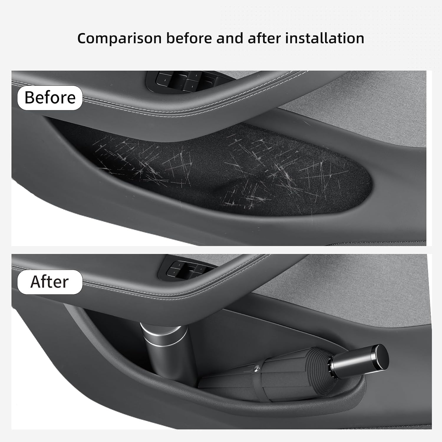 LUCKEASY 4PCS Door Side Storage Box Full Arounding for Tesla Model Y Juniper Standard/Premium/Performance 2025 2026 Front & Rear Door Pocket Inner Organizer Trays Full Cover Accessories TPE Black