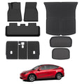 Floor Mats for 2025 2026 Tesla Model Y Juniper, 8PCS All Weather Full Set Cargo Liners Accessories, 3D TPE Odorless Trunk Frunk Rear Mats & Trunk Sill Guard for 5-Seater (Not Fit 7-Seat & Standard)