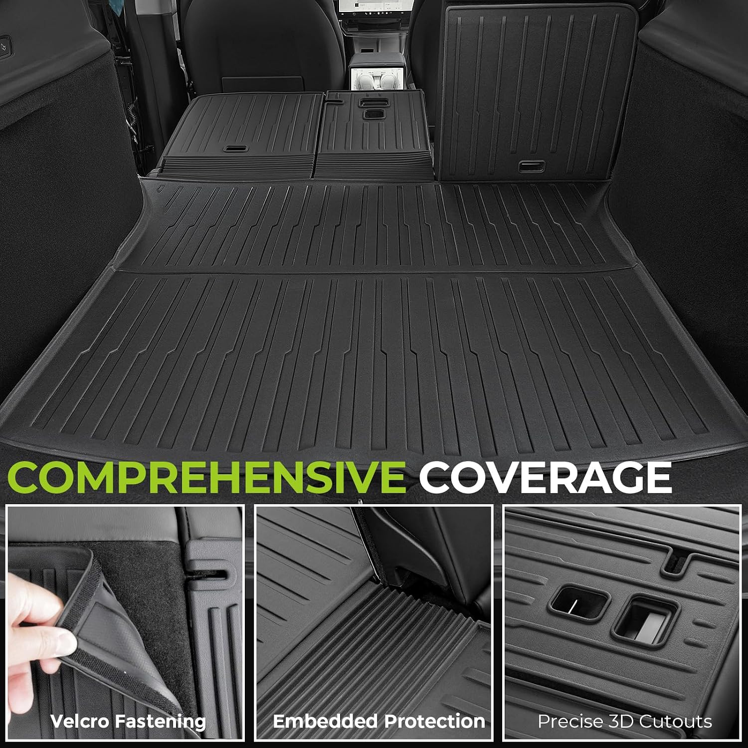 Floor Mats for 2025 2026 Tesla Model Y Juniper, 8PCS All Weather Full Set Cargo Liners Accessories, 3D TPE Odorless Trunk Frunk Rear Mats & Trunk Sill Guard for 5-Seater (Not Fit 7-Seat & Standard)