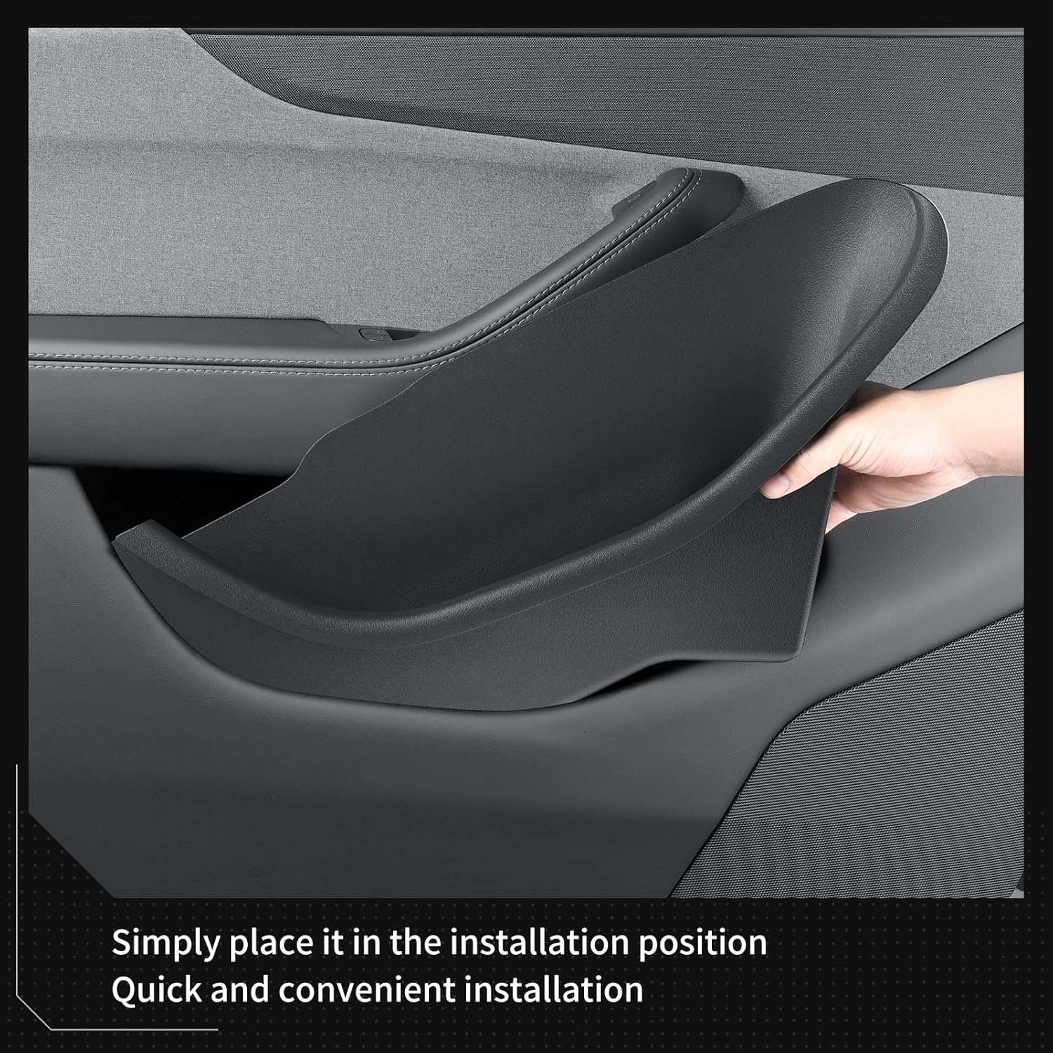 LUCKEASY 4PCS Door Side Storage Box Full Arounding for Tesla Model Y Juniper Standard/Premium/Performance 2025 2026 Front & Rear Door Pocket Inner Organizer Trays Full Cover Accessories TPE Black